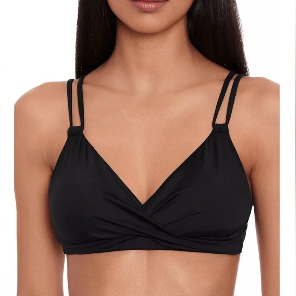 Lauren Ralph Lauren Swim Suit Bikini Top Twist Front Black Size 4